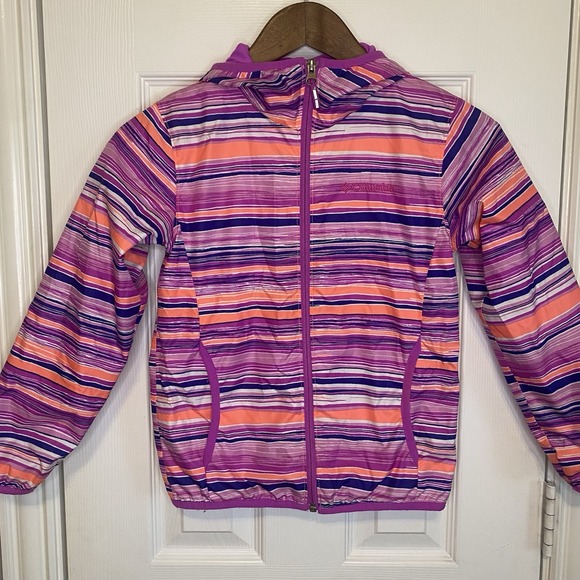 Columbia Pixel Grabber Lightweight Raincoat Jacket Pink Purple Girls Small 7 8 - Picture 1 of 3